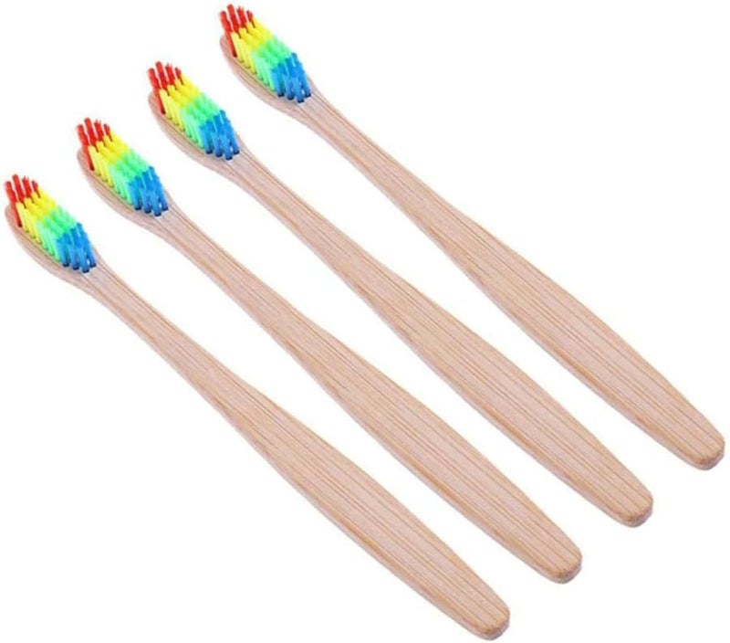 Assorted Color Toothbrushes 4 Pack Ergonomic Design Comfortable Grip For Travel Home College - Image 2