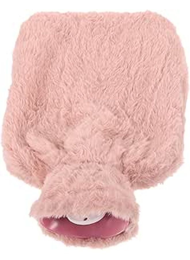 Soft Pink Plush Faux Rabbit Fur Hot Water Bottle 1000ml Hand Warmer for Cold Relief - Image 1