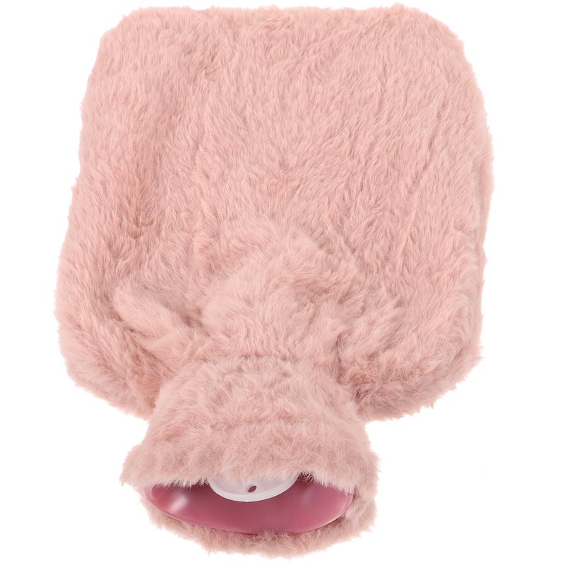 Soft Pink Plush Faux Rabbit Fur Hot Water Bottle 1000ml Hand Warmer for Cold Relief - Image 2