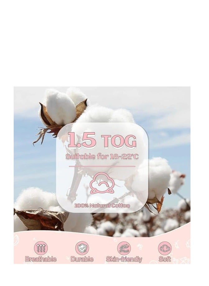 Rightsure 100% organic cotton baby sleeping bag, unisex swaddle transition sleeping bag, double zipper gauze baby sleeping bag, long sleeve sleeping bag and wearable baby blanket (blue, m) - Image 5