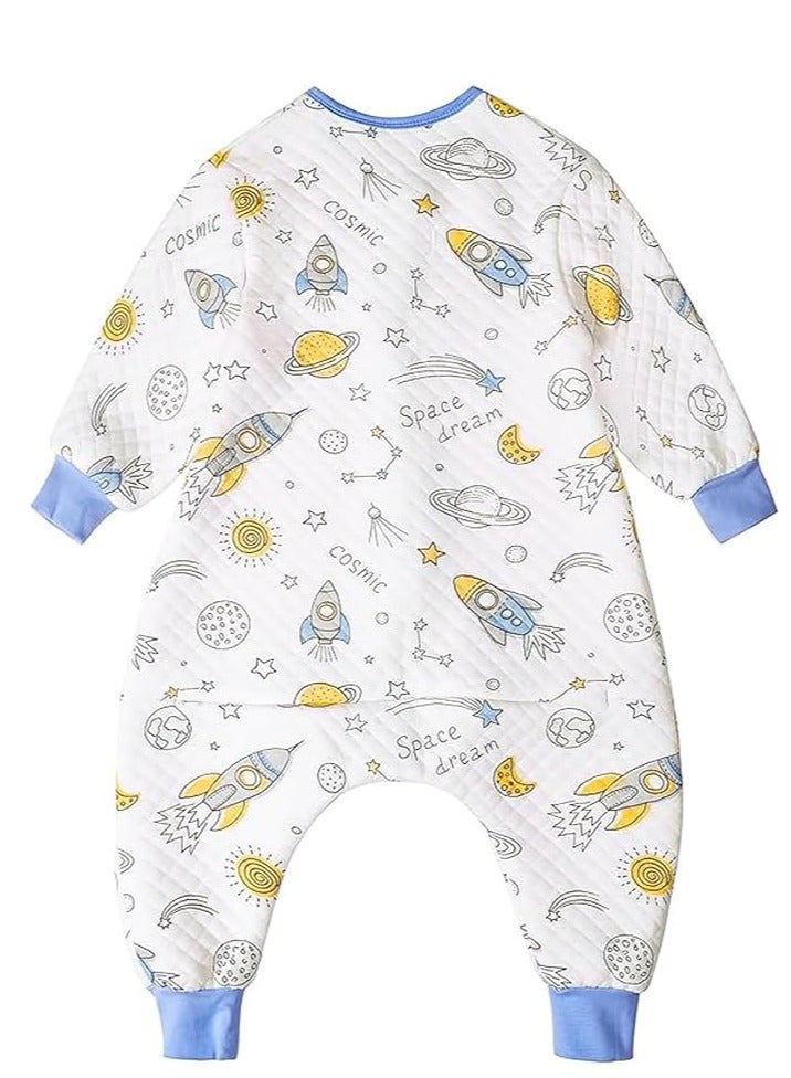 Rightsure 100% organic cotton baby sleeping bag, unisex swaddle transition sleeping bag, double zipper gauze baby sleeping bag, long sleeve sleeping bag and wearable baby blanket (blue, m) - Image 1