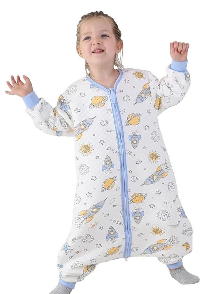 Rightsure 100% organic cotton baby sleeping bag, unisex swaddle transition sleeping bag, double zipper gauze baby sleeping bag, long sleeve sleeping bag and wearable baby blanket (blue, m) - Image 2