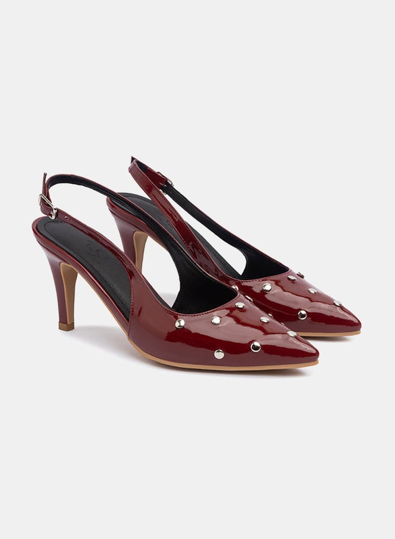 TGS Studded Closed Mid Heel Slingbacks - Image 1