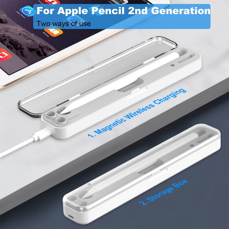 AreMe 2 in 1 Charging Case Compatible with Apple Pencil 2nd and 1st Generation, Magnetic Wireless Charger Dock for Pencil 2nd Gen, Portable Travel Case Storage Box for iPad Pencil - Image 4