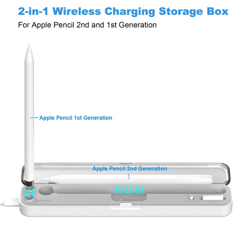 AreMe 2 in 1 Charging Case Compatible with Apple Pencil 2nd and 1st Generation, Magnetic Wireless Charger Dock for Pencil 2nd Gen, Portable Travel Case Storage Box for iPad Pencil - Image 2