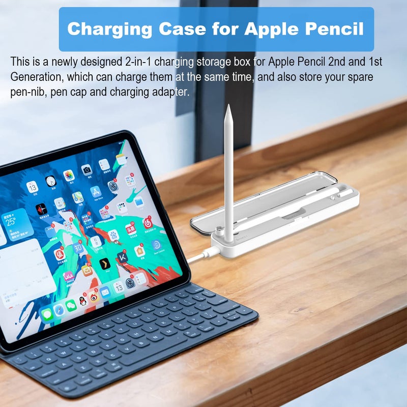 AreMe 2 in 1 Charging Case Compatible with Apple Pencil 2nd and 1st Generation, Magnetic Wireless Charger Dock for Pencil 2nd Gen, Portable Travel Case Storage Box for iPad Pencil - Image 5