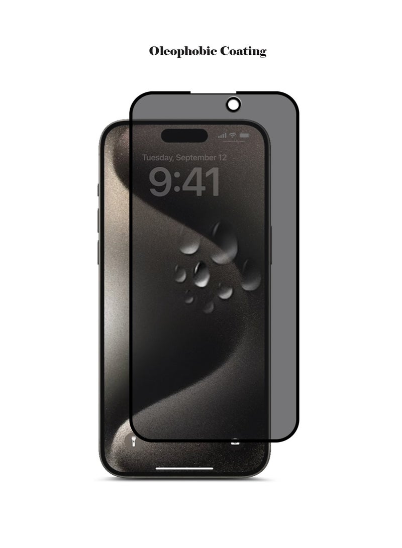 Techie حماية شاشة زجاجية مقسى بتقنية HD تغطي كاملة بصلابة 9H لخصوصية أبل آيفون 15 برو ماكس–سمك 0.2 مم مقاوم للانفجار - Image 3