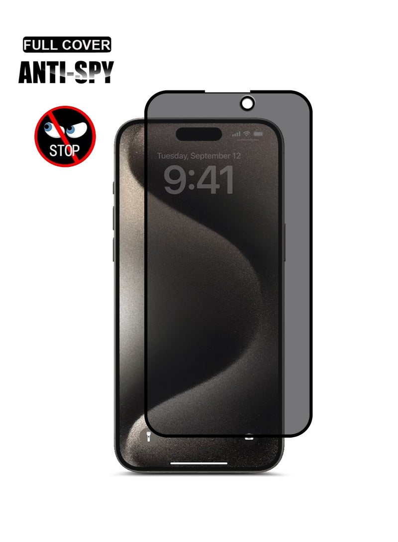 Techie حماية شاشة زجاجية مقسى بتقنية HD تغطي كاملة بصلابة 9H لخصوصية أبل آيفون 15 برو ماكس–سمك 0.2 مم مقاوم للانفجار - Image 2