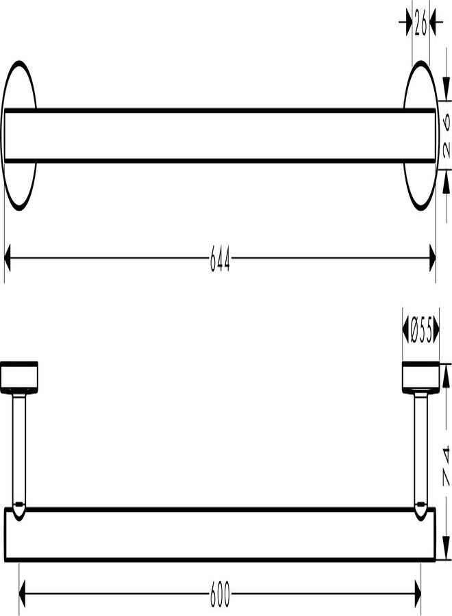 hansgrohe Towel_Bar, 24' 25-inch Modern Towel_Bar in Chrome, 41716000 - Image 2