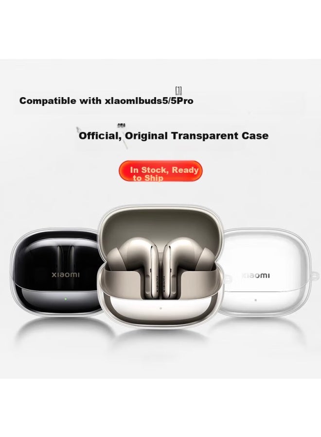 Aolang Compatible Xiaomi Buds5pro Protective Case, Simple Ultra-thin Shockproof Scratch-resistant Tpu Soft Shell, Transparent With Lanyard