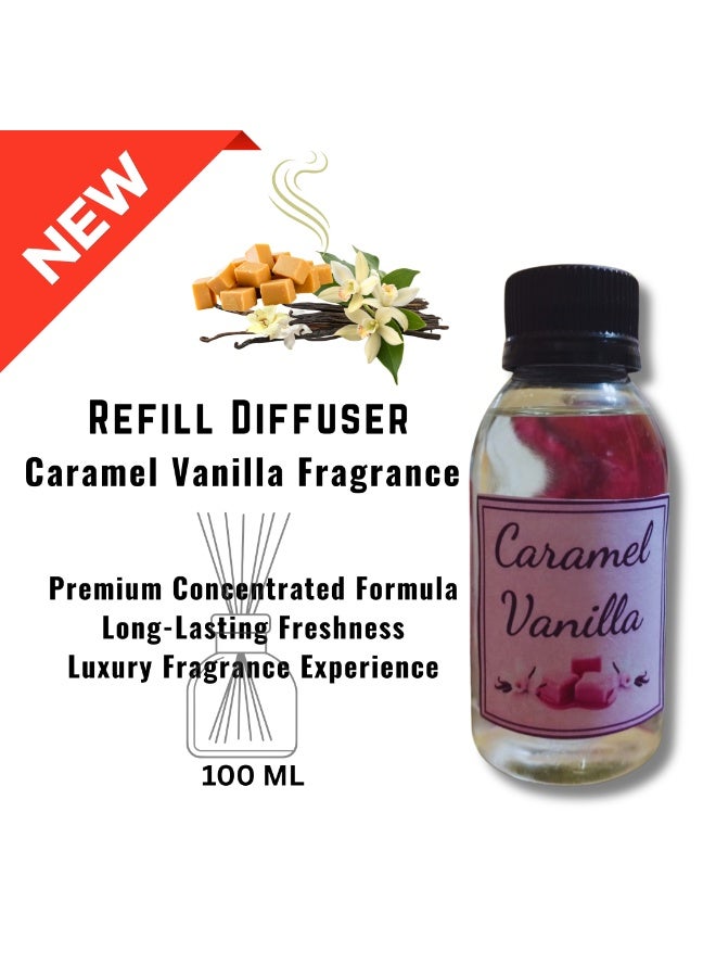 Concentrated Caramel Vanilla Perfume, 100ml Refill Bottle for All Diffusers - A Long-Lasting, Fragranced Home and Car Fragrance - Image 1