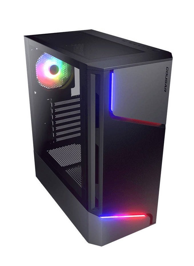 Cougar - MX360 Dual Blades of Lightning RGB Mid Tower PC Case, Supports up to 360MM Radiator, 315MM Graphics Card, 170MM CPU Cooler, USB 3.0 x 2, USB 2.0 x 1, Audio, RGB Button, Black | 385CC60.0001 - Image 1