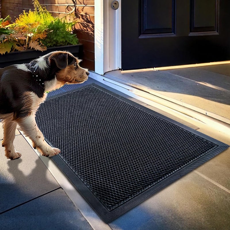 Muddy MatÂ® Mesh Door Mat Heavy-Duty Quick-Dry Floor Mat, Sand & Dirt Trapper for Indoor & Outdoor, Ideal for Entrance, Mudrooms, Patios & Garages, Low-Profile, Non-Slip, Washableâ€“ Black 17"x30"x0.4" - Image 1