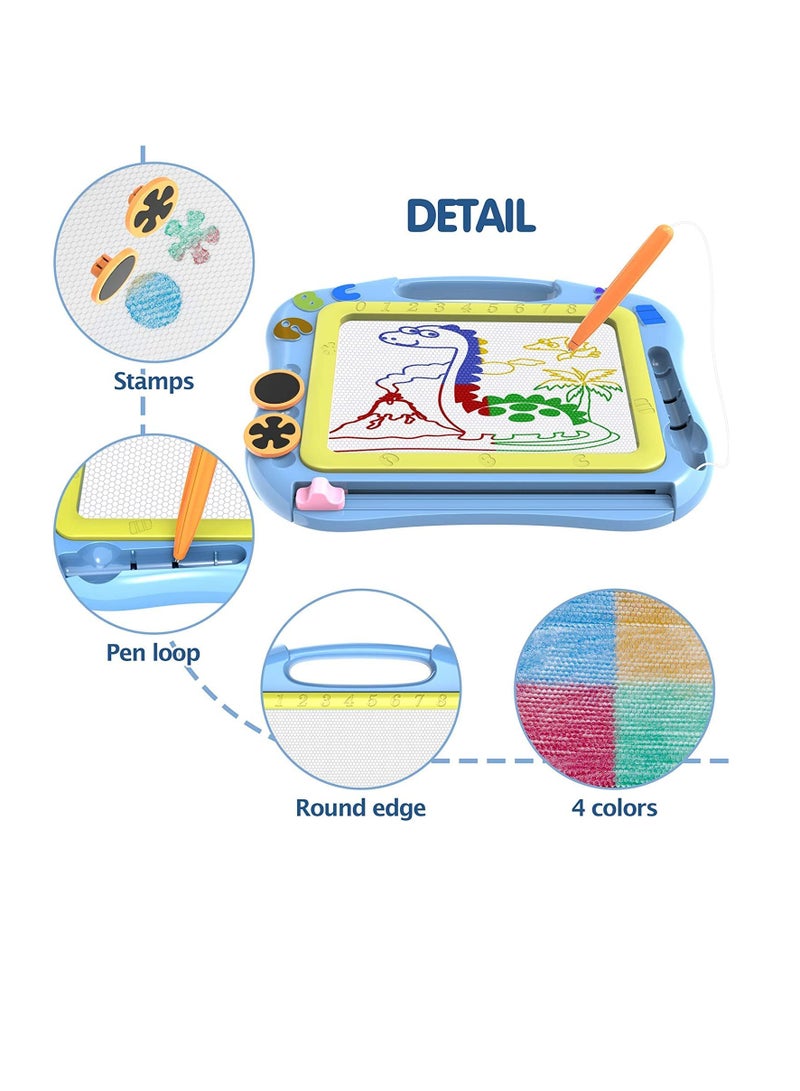 لوحة رسم مغناطيسية مع طوابع، لوحة كتابة ورسم قابلة للمسح للأطفال، ألعاب تعليمية للرسم للأطفال من 1-4 سنوات، هدية عيد ميلاد، لوحة رسم زرقاء - Image 5