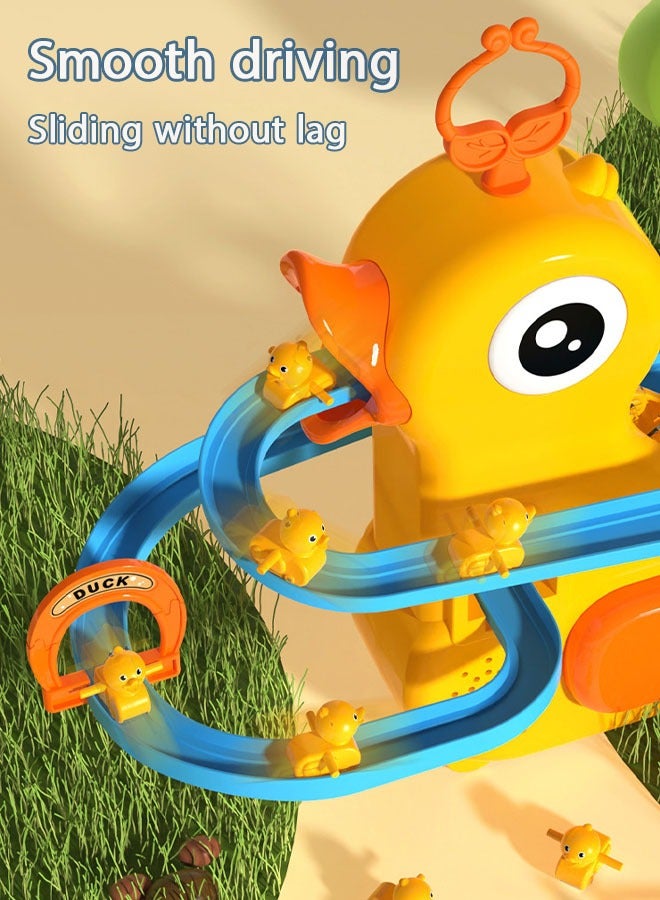 Kids Track toys, Small Ducks Climbing Toys,Electric Duck Climbing Stairs Tracks Slide Toy Set,Duck Roller Coaster Toy with Lights & Music On/Off Button for Kids Toddlers Boys and Girls, Yellow  - Image 3