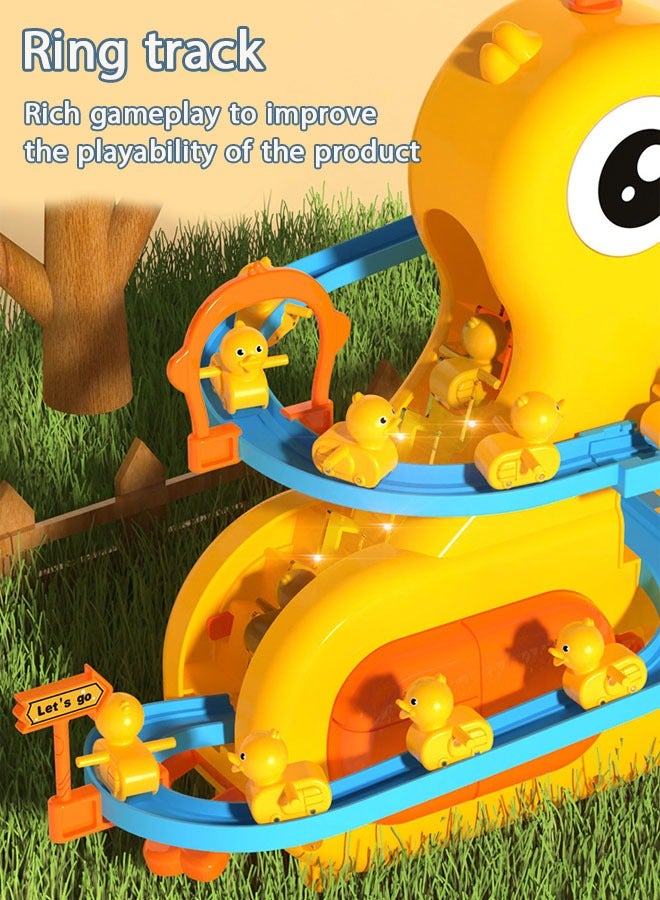 Kids Track toys, Small Ducks Climbing Toys,Electric Duck Climbing Stairs Tracks Slide Toy Set,Duck Roller Coaster Toy with Lights & Music On/Off Button for Kids Toddlers Boys and Girls, Yellow  - Image 4