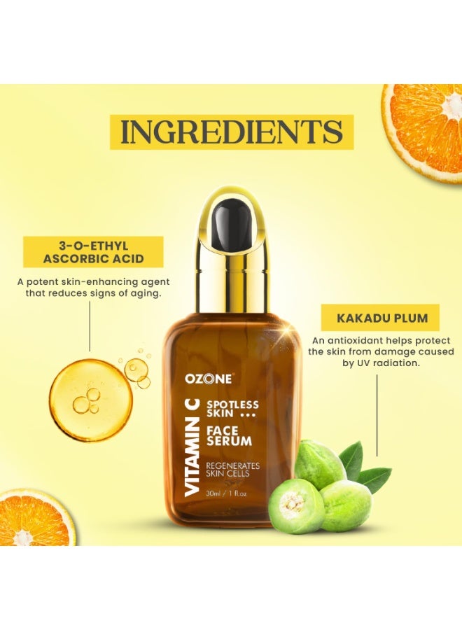 أوزون سيروم الوجه بفيتامين سي | كريستال جلو مع برقوق كاكادو | سيروم للوجه للبشرة العادية والدهنية والبشرة الخالية من البقع وتجديد خلايا البشرة | بارابين وخالي من المواد الكيميائية | للرجال والنساء | 30 مل - Image 3