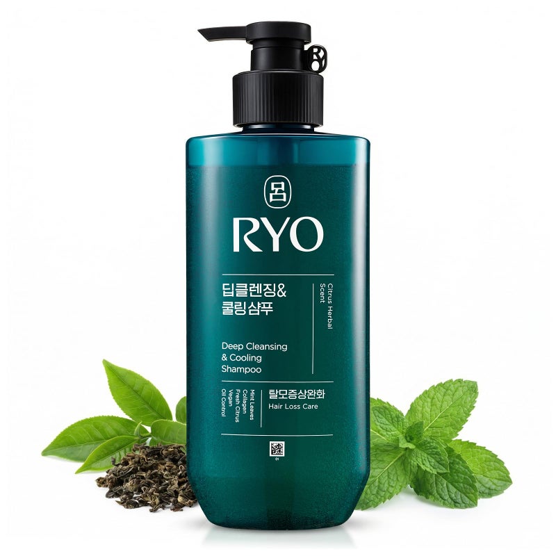 RYO Deep Cleansing Shampoo with Korean Ginseng & Caffeine - Cooling and Refreshing for Oily Scalp, Hair Loss Care, Anti-Dandruff, Sebum Control, 16 Fl Oz. - Image 1