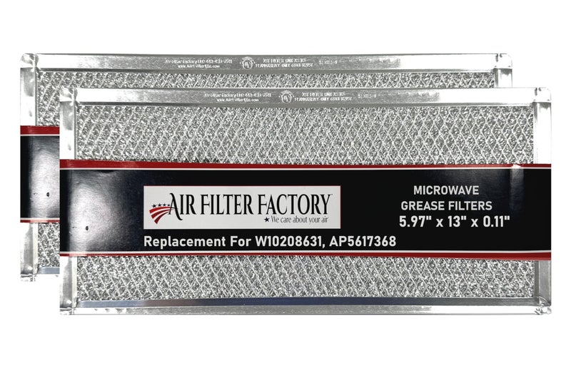 Air Filter Replacement For W10208631 AP5617368 W10208631RP 2304686 AH3650910 EA3650910 Whirlpool 597 x 13 x 011 Inches Microwave Oven Aluminum Mesh Grease 12Layer Vent Filter 2Pack