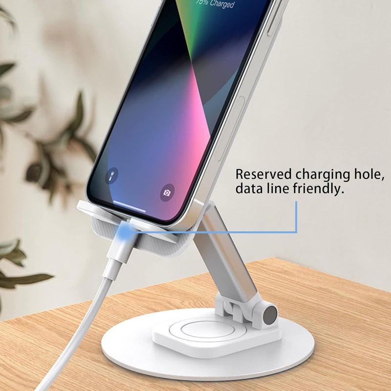 FITTO 360° Rotatable & Foldable Mobile Holder for Flat Surfaces – Universal Adjustable Cell Phone Stand, Hands-Free Desk Phone Holder for Office, Kitchen, Bedside, Video Calls & Streaming - Image 2