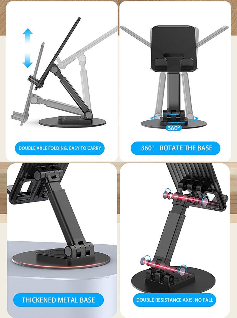 FITTO 360° Rotatable & Foldable Mobile Holder for Flat Surfaces – Universal Adjustable Cell Phone Stand, Hands-Free Desk Phone Holder for Office, Kitchen, Bedside, Video Calls & Streaming - Image 3