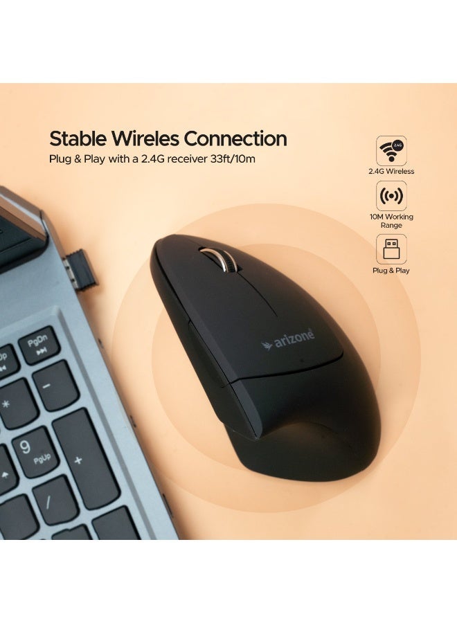 Vertical Wireless Mouse, Ergonomic 6-Button Mouse with Adjustable DPI, Type-C Rechargeable Silent Mouse for Laptop & PC - Image 3