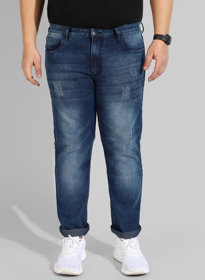 Instafab Plus Men's Classic Blue Medium-Washed Regular Fit Denim Jeans - Image 2