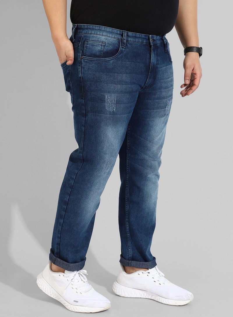 Instafab Plus Men's Classic Blue Medium-Washed Regular Fit Denim Jeans - Image 3