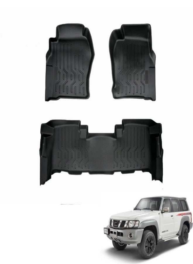 سجاد أرضي مخصص لنيسان باترول سفاري Y61. سجاد أرضي ثقيل 5d TPE لباترول Y61. مقاوم لجميع الأحوال الجوية. مجموعة من 3. أسود. - Image 1