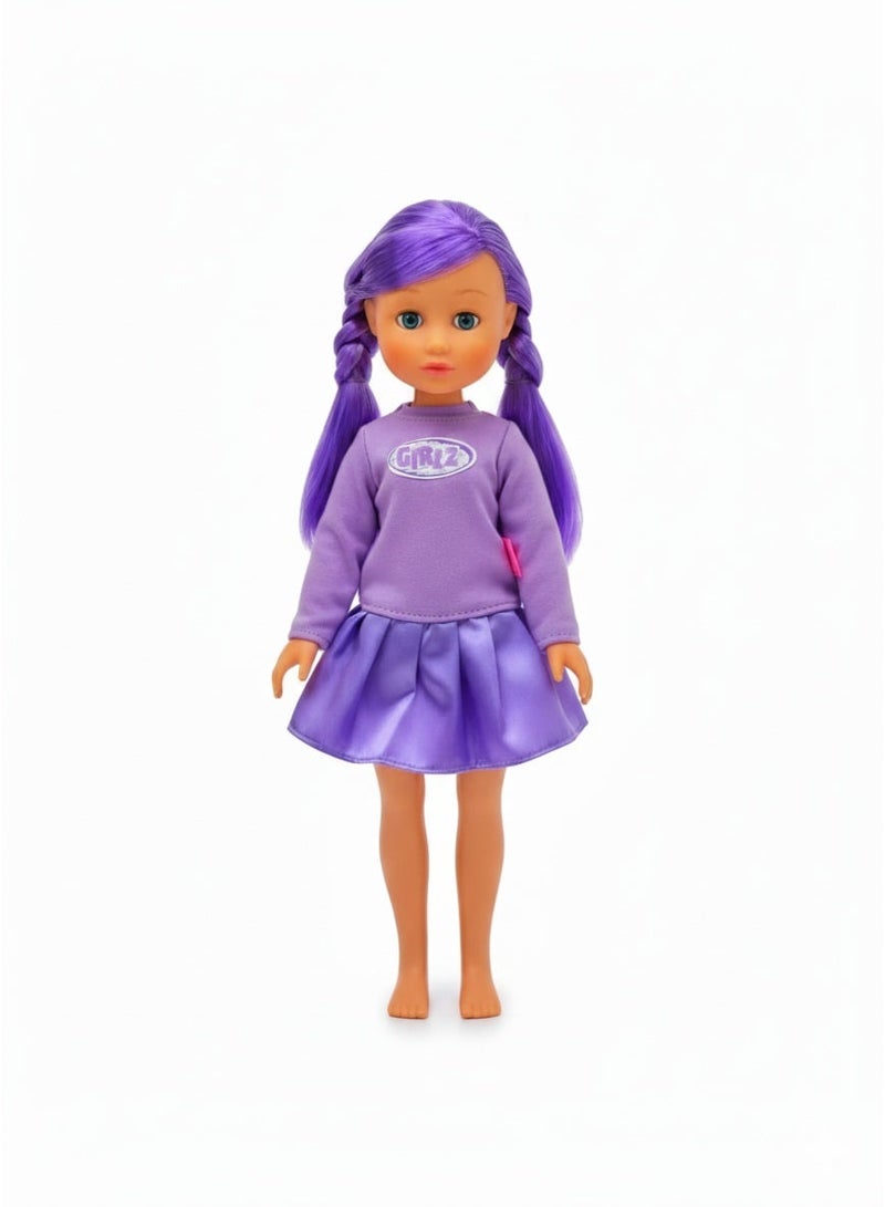 Dimian Girlz Fashion Doll – 35 cm Purple Outfit Stylish Doll for Kids - Image 2