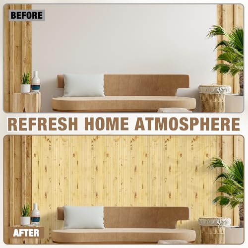 EYAYEN Natural Bamboo Wall Panel for Interior Wall Decor, Pole Wrap Wainscoting Interior Wall Cladding Panel for Kitchen Island, Bedroom, Living Room Office,Decor(16" H x 96" L, Dark Burned) - Image 5