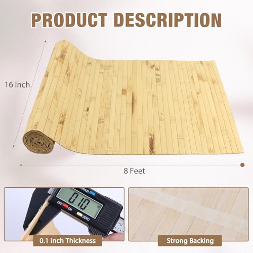 EYAYEN Natural Bamboo Wall Panel for Interior Wall Decor, Pole Wrap Wainscoting Interior Wall Cladding Panel for Kitchen Island, Bedroom, Living Room Office,Decor(16" H x 96" L, Dark Burned) - Image 2