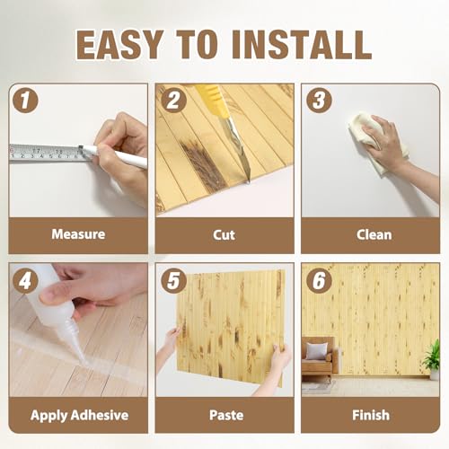 EYAYEN Natural Bamboo Wall Panel for Interior Wall Decor, Pole Wrap Wainscoting Interior Wall Cladding Panel for Kitchen Island, Bedroom, Living Room Office,Decor(16" H x 96" L, Dark Burned) - Image 4