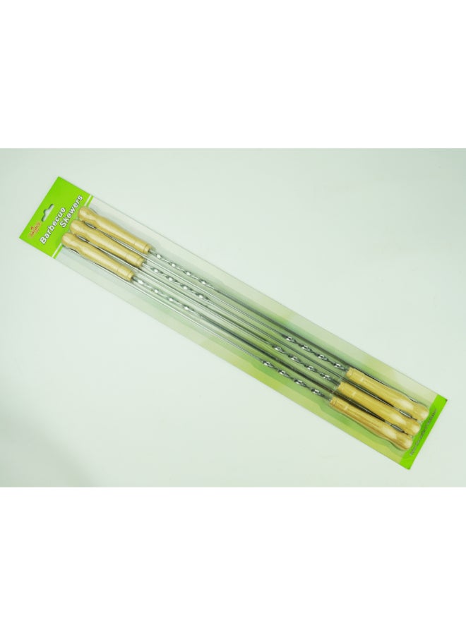 جويوس طقم 6 أسياخ شواء بشفرات مسطحة ومقابض خشبية فضي وبني 50 سم 33008 - Image 1