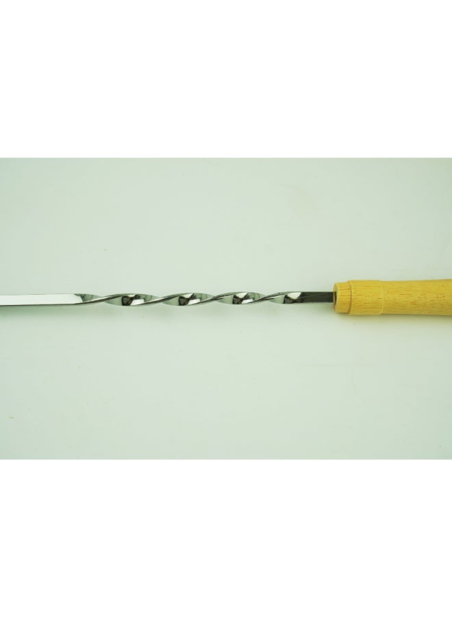 جويوس طقم 6 أسياخ شواء بشفرات مسطحة ومقابض خشبية فضي وبني 50 سم 33008 - Image 3