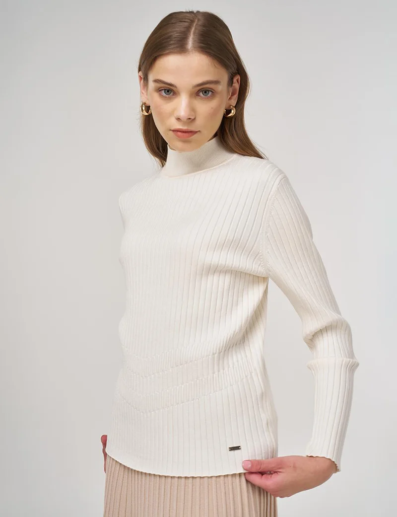 Kayra Ribbed Knit Sweater Cream