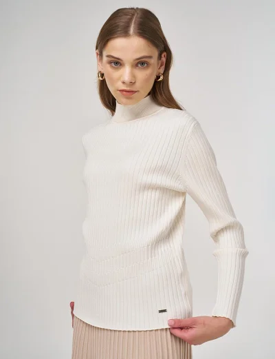 Kayra Ribbed Knit Sweater Cream
