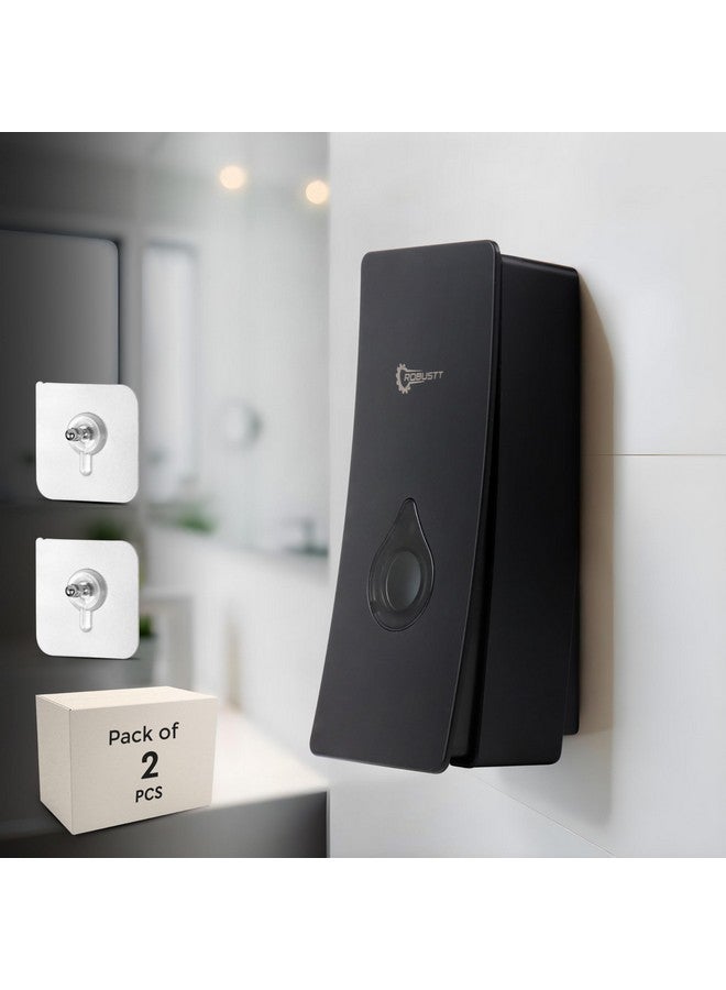 ROBUSTT موزع سائل صابون يدوي مثبت على الحائط - أسود (200 مل، عبوة من 1) - مع خطافات لاصقة | مقاوم للتسرب، نافذة شفافة، تركيب سهل - عبوة من 2 - Image 1