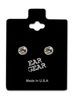 EAR GEAR Surgical Stainless Steel 316L 4mm Bezel Crystal Earrings USA  - Image 1