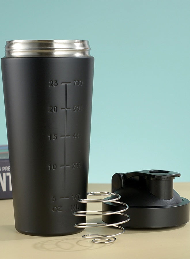 Stainless Steel Single Layer Protein Powder Shaker Mug Shake Water Cup 750ML, Black - Image 2