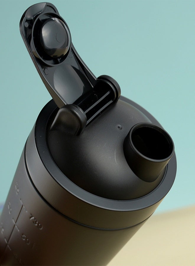 Stainless Steel Single Layer Protein Powder Shaker Mug Shake Water Cup 750ML, Black - Image 4