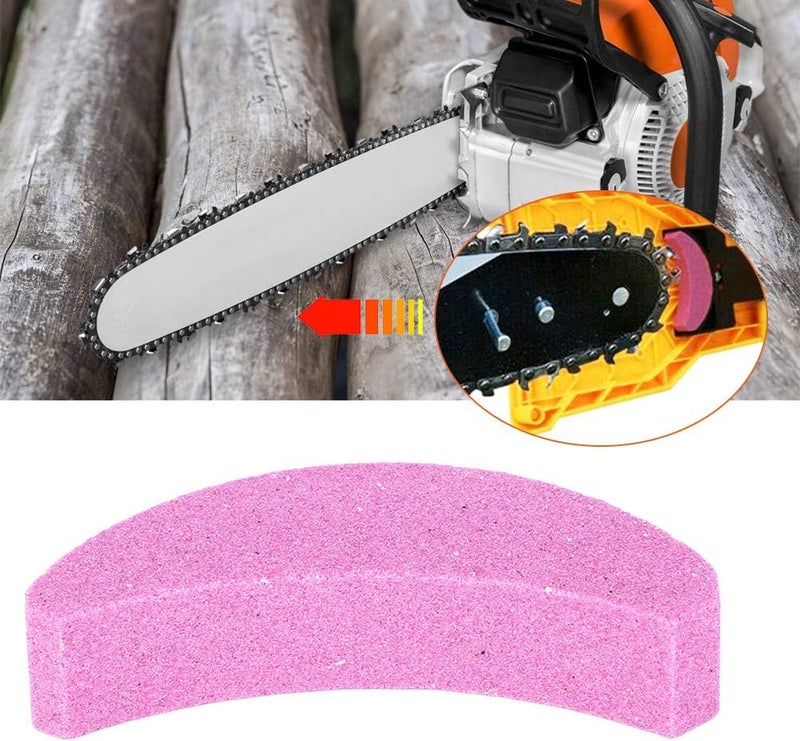 10 Pcs Pink Crescent Shaped Chain Stone, Portable Chainsaw Blade Sharpener - Image 3