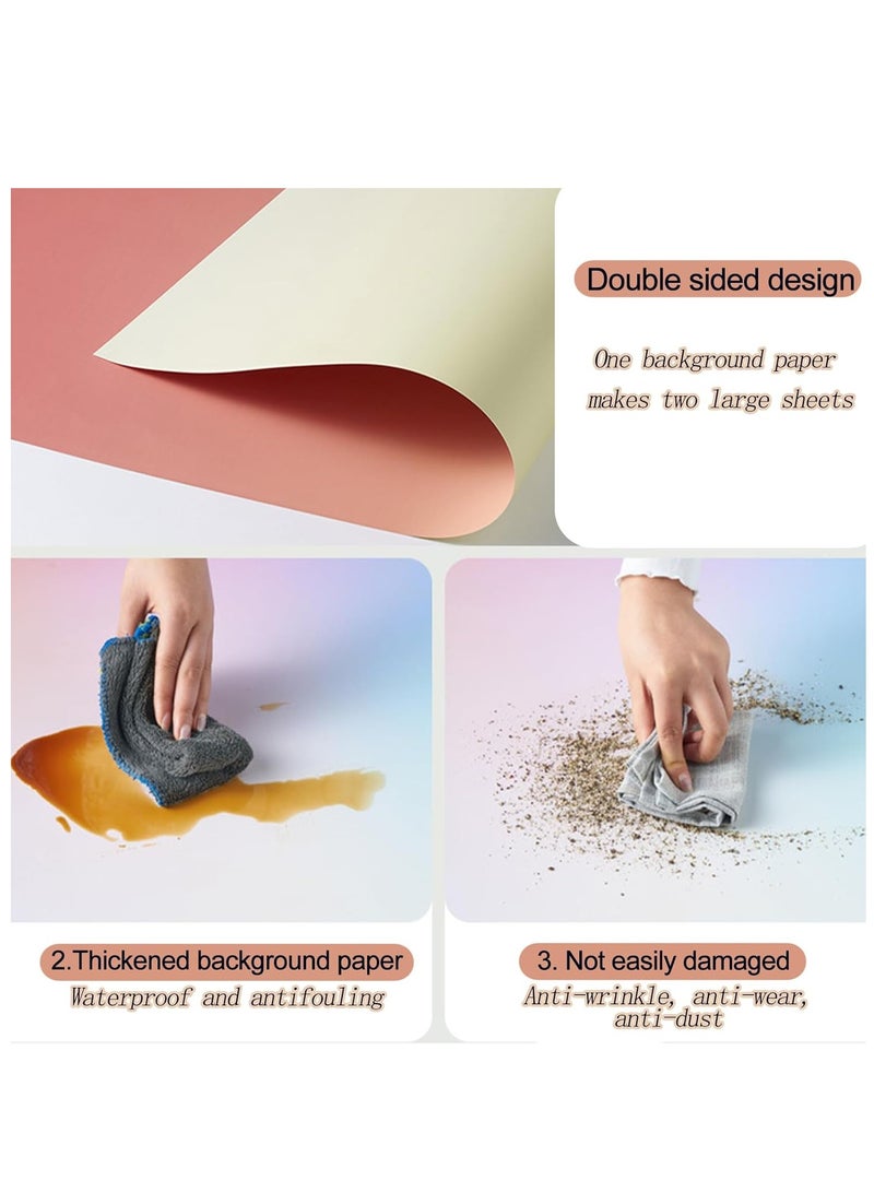 RATSAW 8 Pack 16 Patterns Original Design Photography Background Paper Double-Sided Waterproof Reusable 57 x 87 CM Morandi Photo Tabletop Backdrops for Food Jewelry Cosmetics Makeup - Image 5