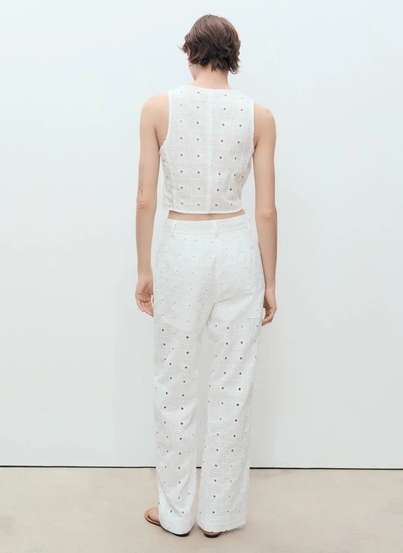 مانجو Embroidered Cotton Waistcoat With Bows