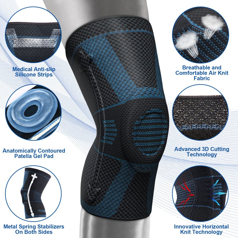 NEENCA Professional Knee Brace for Pain Relief, Medical Knee Compression Sleeve, Knee Support with Horizontal Knit Tech for Meniscus Tear, ACL, Arthritis, Joint Pain, Runner, Workout- FSA/HSA APPROVED - Image 2