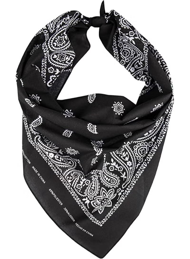 3 PCS Paisley Print Bandanas Multi-Purpose Assorted Cowboy Bandanas Unisex Head Wrap Scarf Wristband for Adults and Kids 22x22 inch Black - Image 3
