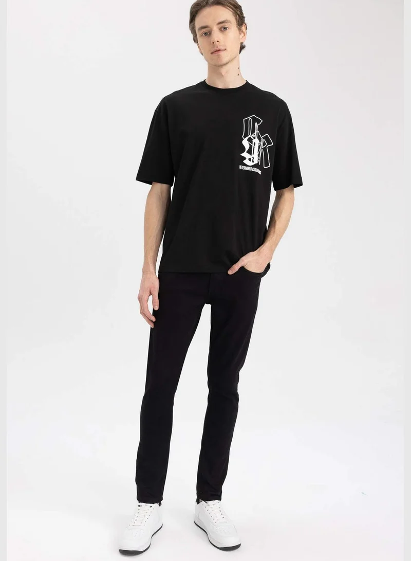 DeFacto Man Oversize Fit Crew Neck Short Sleeve Knitted T-Shirt