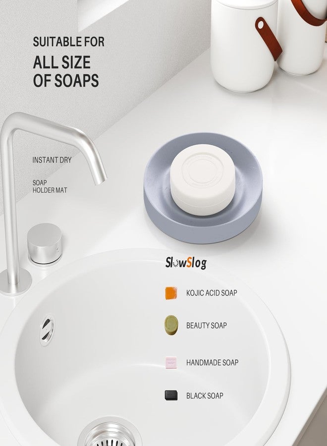 Slow Slog Diatomite Soap Dish Holder, Water Absorbent Stone Soap Dish, Quick Dry Stone Soap Holder, Diatomaceous Earth Soap Tray for Hand Soap, Sponge Holder, Gray - Image 2