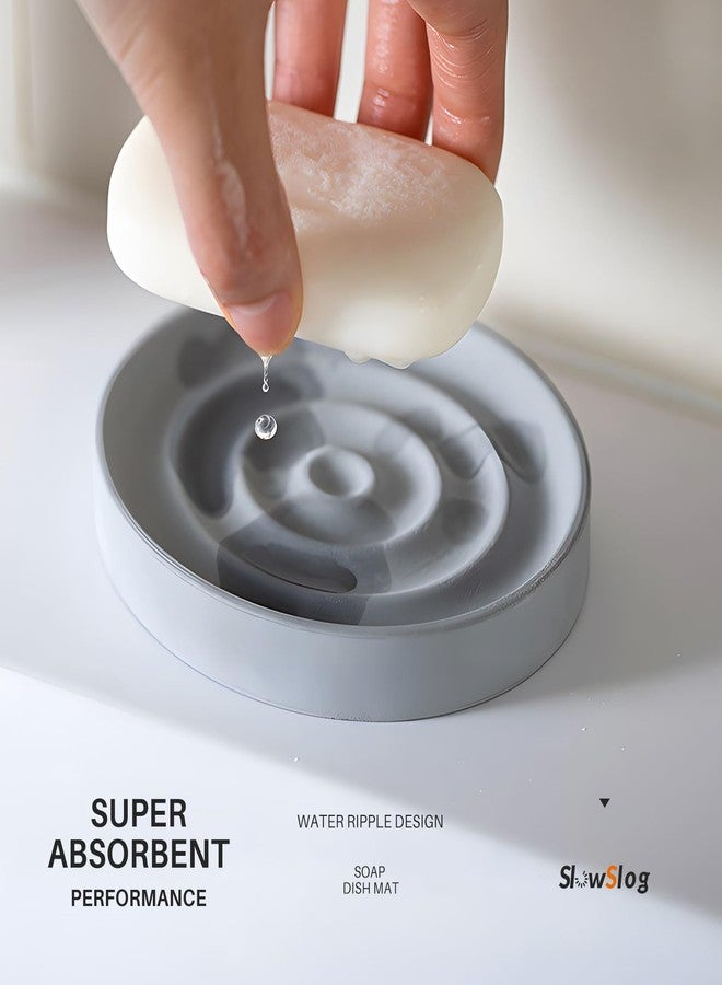 Slow Slog Diatomite Soap Dish Holder, Water Absorbent Stone Soap Dish, Quick Dry Stone Soap Holder, Diatomaceous Earth Soap Tray for Hand Soap, Sponge Holder, Gray - Image 3