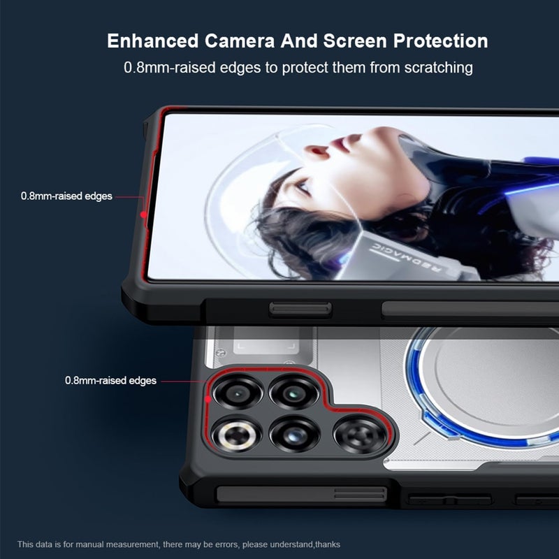 Guizzcg Gaming Case for Red Magic 11 Pro/11 Pro+, Military Grade Airbags Shockproof Drop Protection Soft TPU + Hard PC Back Cover [1 Tempered Film],Black - Image 3